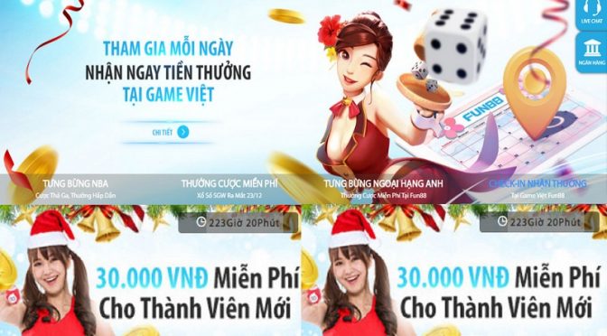 Nhận thưởng 30.000 VNĐ cho thành viên mới tại Fun88