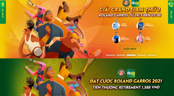 Đặt cược Roland Garros 2021, cùng tiền thưởng Retirement 1,588VND tại Fb88