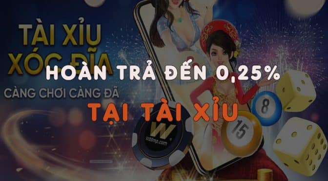 Nhận hoàn trả đến 0,25% tại Tài Xỉu W88